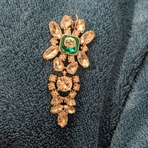 Gucci Gold and Emerald Earrings Repurposed As Pendant